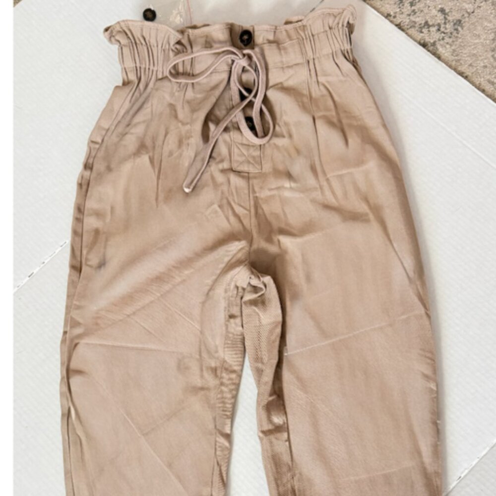 Blu Pepper Khaki Paperbag Pants